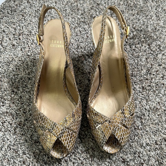 Stuart weitzman snake print leather sandals size 7.5 summer - Picture 4 of 12